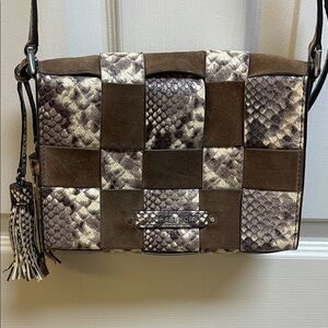 Michael Kors Brown and Cream Snakeskin Crossbody Bag